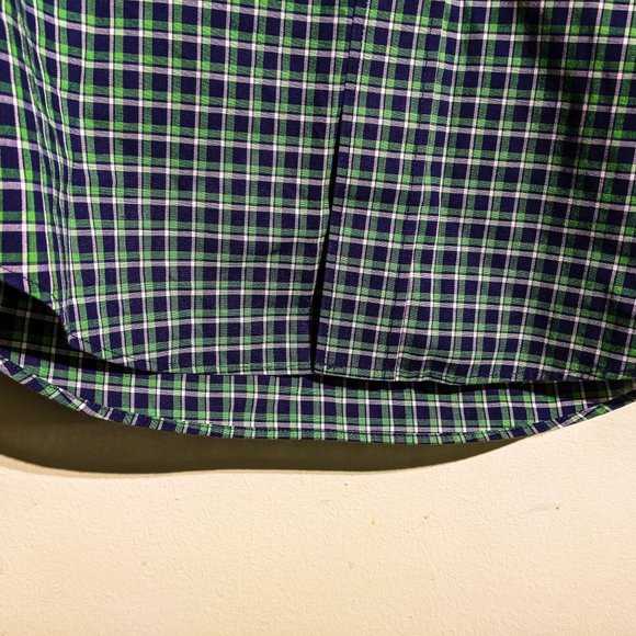 L.L. Bean shirt, white with blue green check pattern, men's size medium - Picture 7 of 9